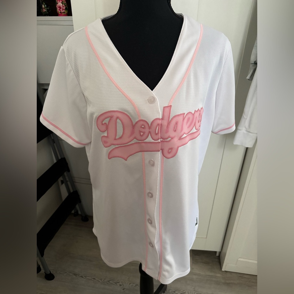 White and Pink Dodgers Jersey